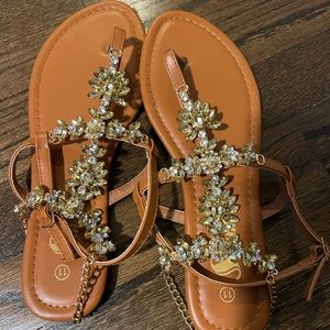 Brand new jeweled flat sandals
